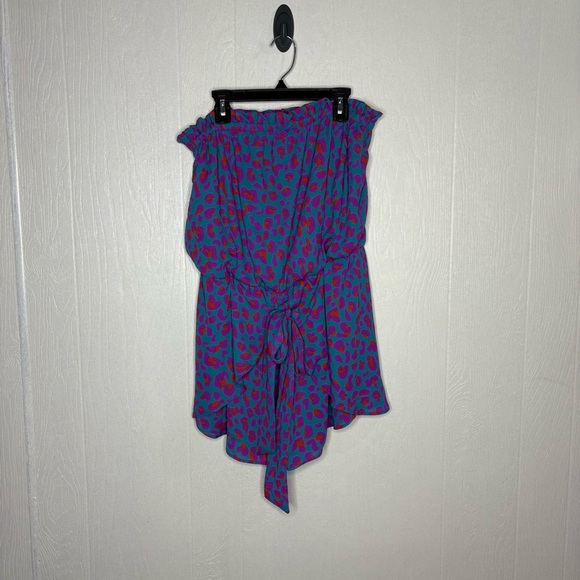 Caramela turquoise leopard sleeveless romper size medium - Picture 1 of 10